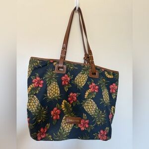 Isabella Fiore Navy Pineapple Print Tahiti Tote